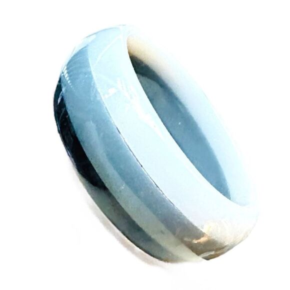 BAKELITE CATELIN 1940s Art Deco Bangle Bracelet Vintage Laminated Black Gray Bak - Picture 2 of 6